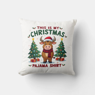 Santa Cow Xmas Tree Lights This Is My Christmas Pa Cushion