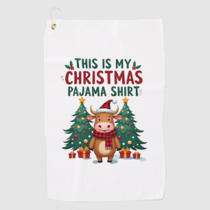 Santa Cow Xmas Tree Lights This Is My Christmas Pa Golf Towel