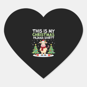 Santa Cow Xmas Tree Lights This Is My Christmas Pa Heart Sticker
