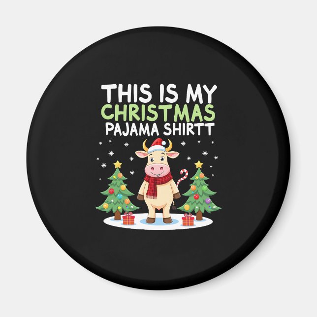 Santa Cow Xmas Tree Lights This Is My Christmas Pa Magnet (Front)