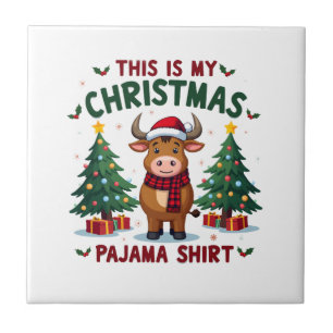 Santa Cow Xmas Tree Lights This Is My Christmas Pa Tile