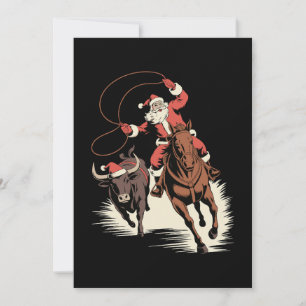 Santa Cowboy Rodeo Horse Lasso Christmas Western Invitation