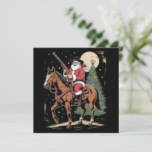 Santa Cowboy Vintage Christmas Tree Cowboy Lover  Holiday Card