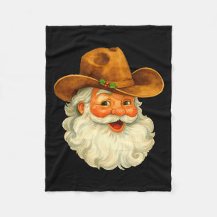 Santa Cowboy Western Christmas Xmas Holiday Pajama Fleece Blanket