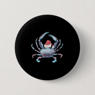 Santa Crab Clause Coastal Beach Christmas July Cla 6 Cm Round Badge
