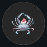 Santa Crab Clause Coastal Beach Christmas July Cla Classic Round Sticker<br><div class="desc">Santa Crab Clause Coastal Beach Christmas July Claws Men Women</div>