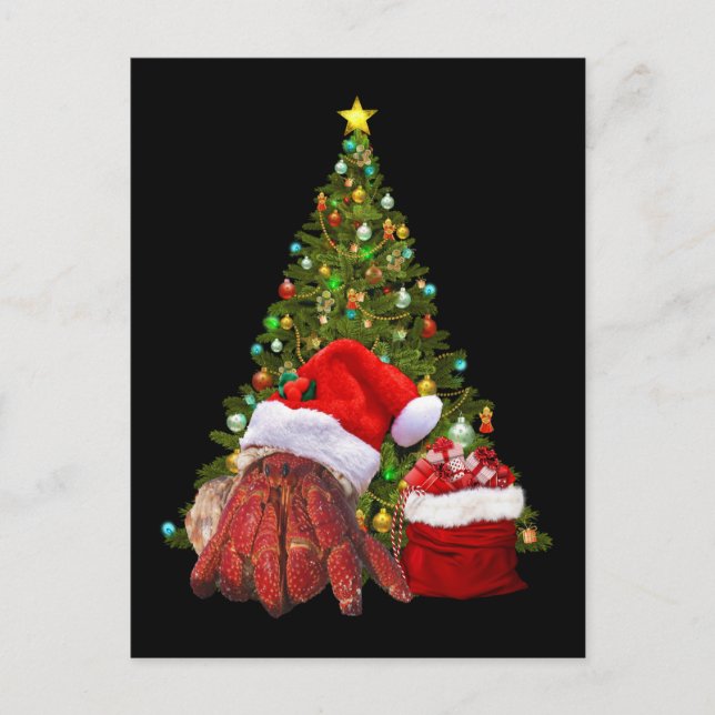 Santa Crab Funny Christmas Hermit Crab Lover Postcard (Front)