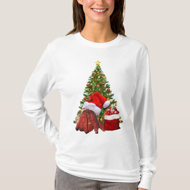 Santa Crab Funny Christmas Hermit Crab Lover T-Shirt (Front)