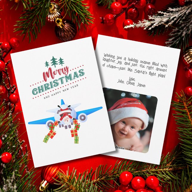 Santa crashes into Aeroplane, Photo,Funny Christma Holiday Card (Creator Uploaded)