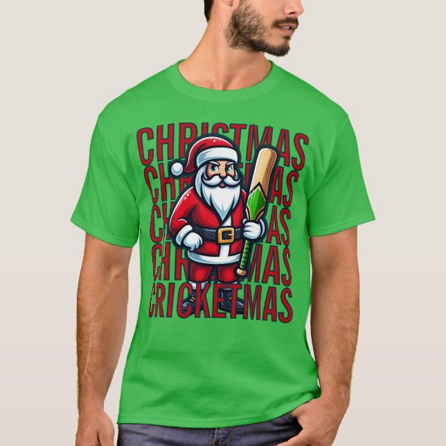 SANTA Cricket Mascot Player Christmas Cricketmas T-Shirt (Front)