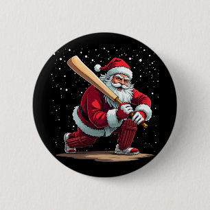 Santa Cricket Player Christmas Winter Xmas Holiday 6 Cm Round Badge