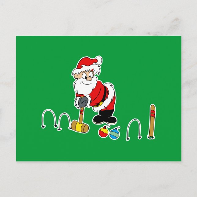 santa croquet with ornaments postcard (Front)