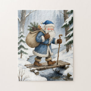 Santa Crossing the Winter Bridge Jigsaw Puzzle
