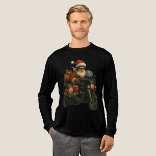 Santa cruising into town on a Motorcycle - Tri-Blend Shirt