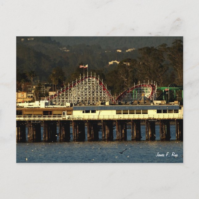 Santa Cruz Boardwalk & Wharf Postcard (Front)