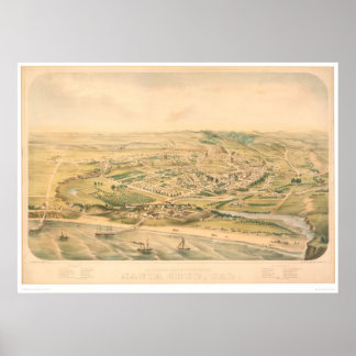 Santa Cruz, CA. Panoramic Map (1586A) - Restored Poster