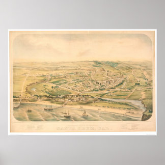 Santa Cruz, CA. Panoramic Map (1586A) - Unrestored Poster