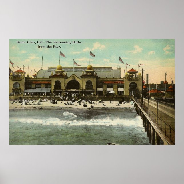 Santa Cruz, Ca. Swimming Baths 1910 Poster (Front)