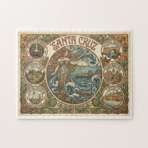Santa Cruz California Art‑Nouveau Coast Jigsaw Puzzle