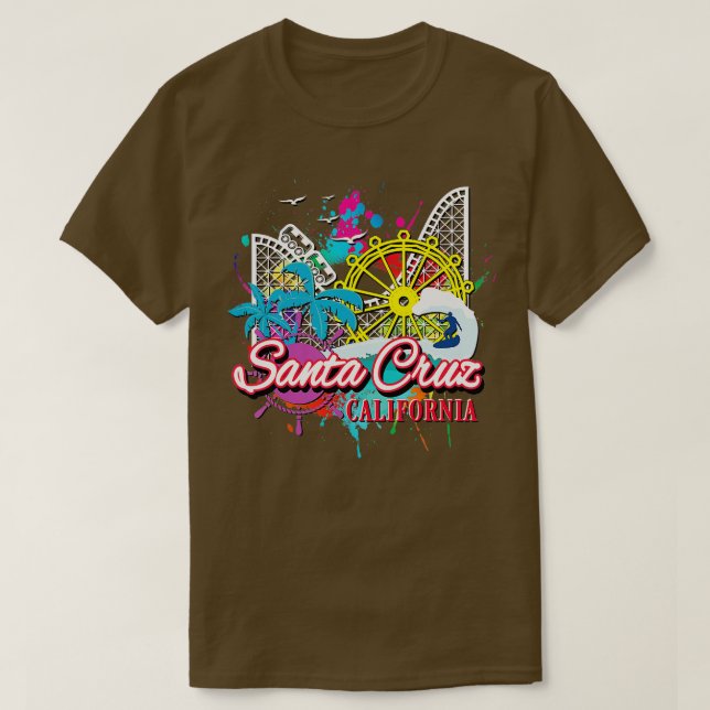 Santa Cruz California Beach Amusement Park Novelty T-Shirt (Design Front)