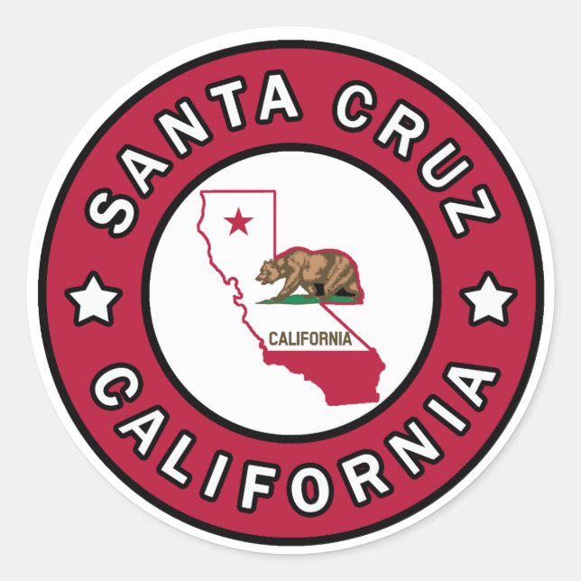 Santa Cruz California Classic Round Sticker (Front)