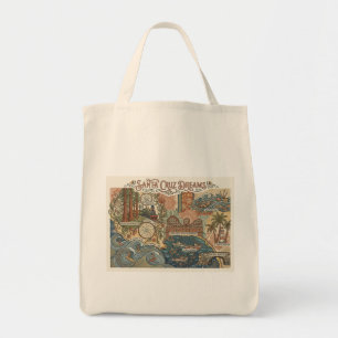 Santa Cruz California Dreams Map UCSC Surfing Tote Bag