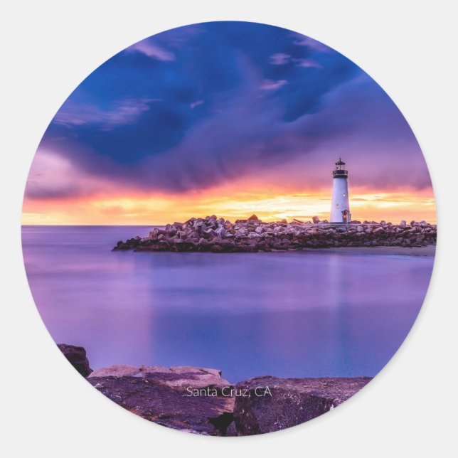 Santa Cruz, California Lighthouse Classic Round Sticker (Front)