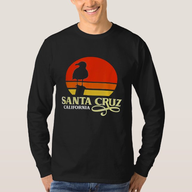 Santa Cruz California Retro Seagull Sunset T-Shirt (Front)