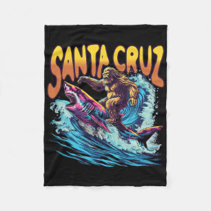 Santa Cruz California Summer S Surfing Bigfoot Sha Fleece Blanket