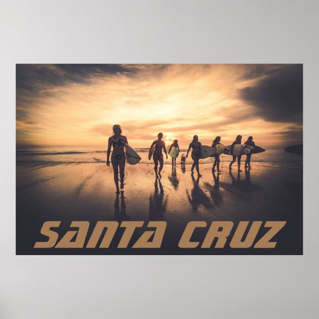 Santa Cruz California Surfer girls Poster (Front)