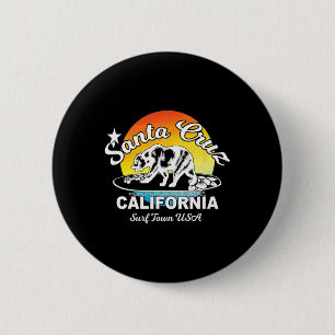 Santa Cruz California Surfing Bear Souvenir  6 Cm Round Badge