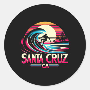 Santa Cruz California Surfing Classic Round Sticker