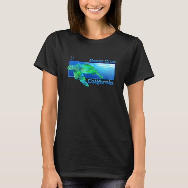 Santa Cruz California Swimming Sea Turtle T-Shirt (Front)