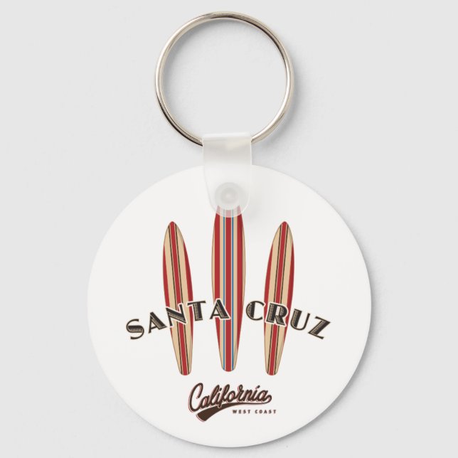 Santa Cruz California Three Surfboards Key Ring (Front)