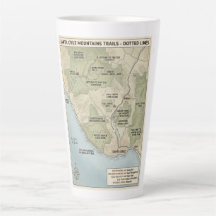 Santa Cruz California Trail Map Redwood & Coastal  Latte Mug