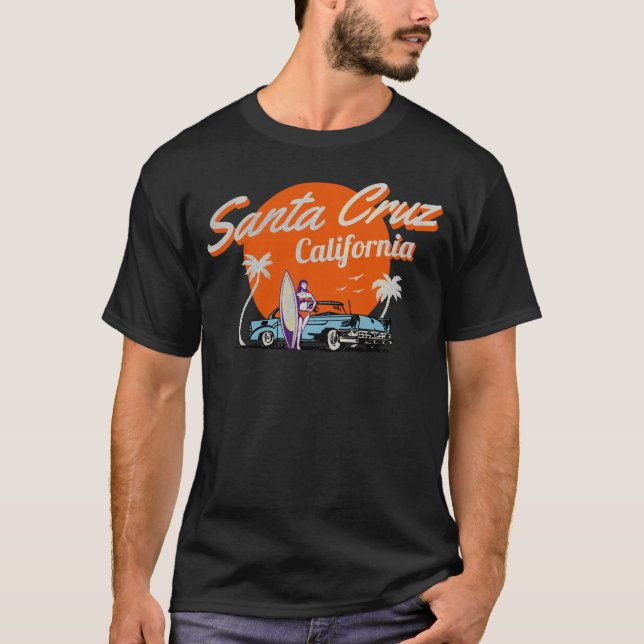 Santa Cruz California Vintage Art T-Shirt (Front)