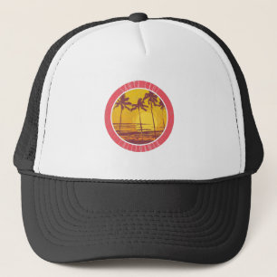Santa Cruz California Vintage Beach Sunrise Surf Trucker Hat