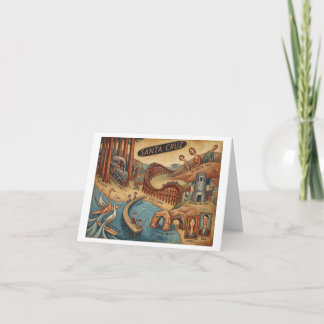 Santa Cruz California Whimsical Map UCSC Boardwalk Thank You Card