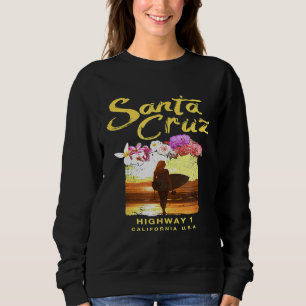 Santa Cruz Girl Surfing California Vintage Surfer Sweatshirt