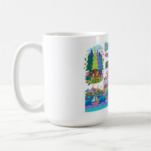 Santa Cruz Illustrated Map Boardwalk Beach Surfing Coffee Mug