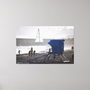 Santa Cruz Lifeguard House & Sailboat II Canvas