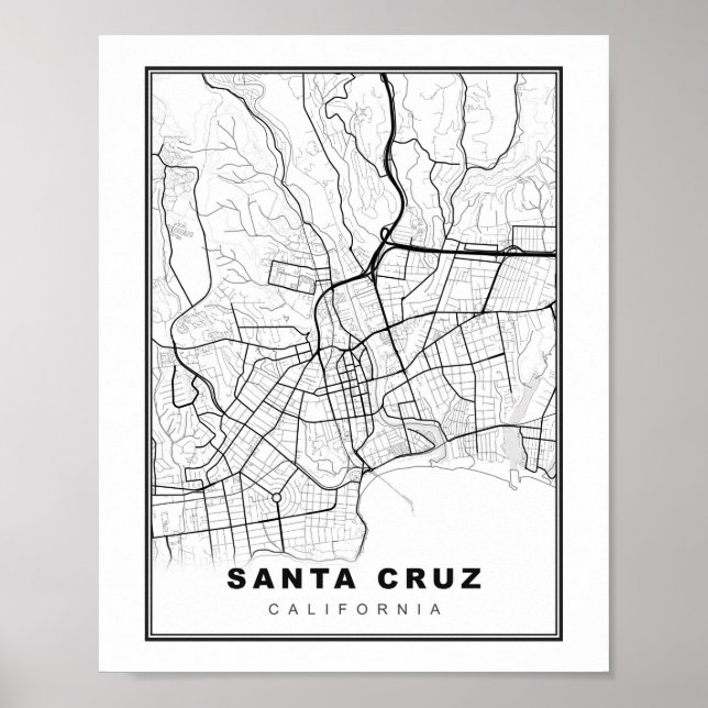 Santa Cruz Map Poster (Front)