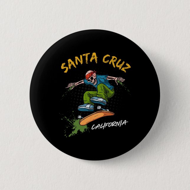 Santa-cruz Skeleton Skateboard Beach Funny Hallowe 6 Cm Round Badge (Front)