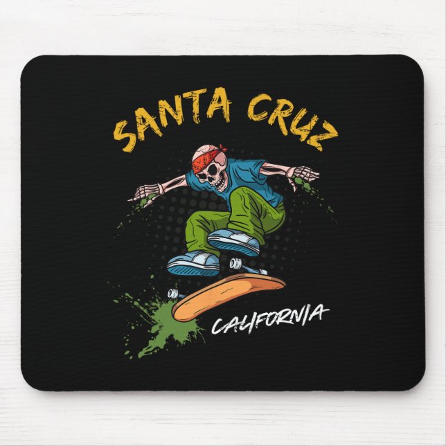 Santa-cruz Skeleton Skateboard Beach Funny Hallowe Mouse Pad (Front)