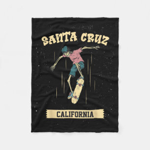 Santa Cruz Skeleton Surfing And Skateboarding Fleece Blanket