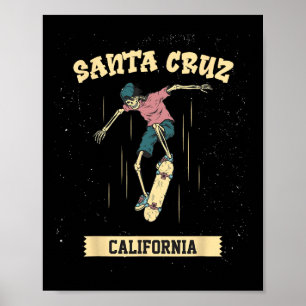 Santa Cruz Skeleton Surfing And Skateboarding  Poster