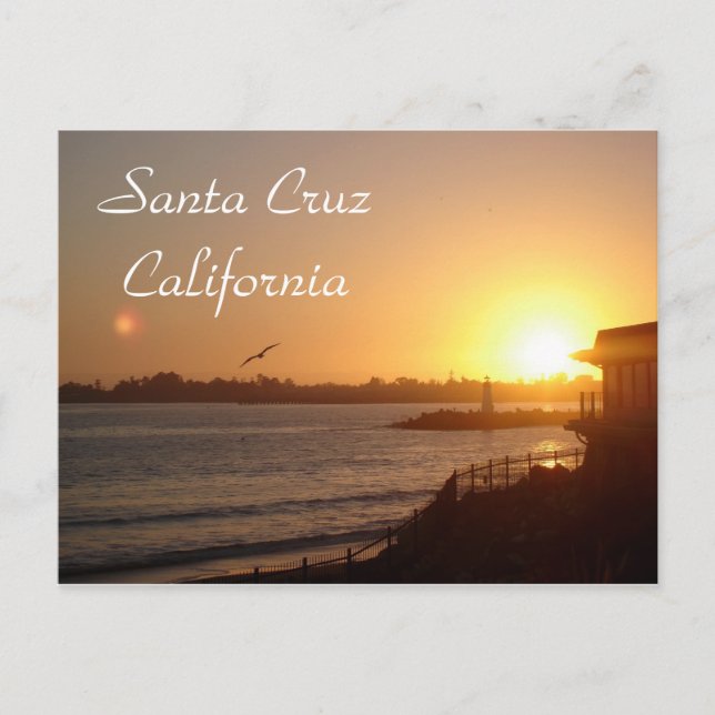 Santa Cruz Sunset by the lighthouse Postcard (Front)