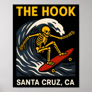 Santa Cruz The Hook Vintage Mens Surfing Skateboar Poster