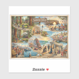 Santa Cruz Vibe Map – Cultural Coastal Art Print