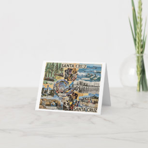 Santa Cruz Vintage Collage – Coastal Memories Art  Holiday Card